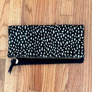 Clare V fold over suede clutch bag